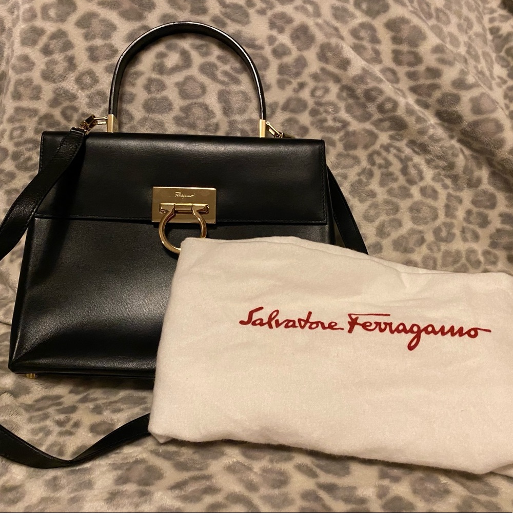 Salvatore Ferragamo Black Leather Handbag